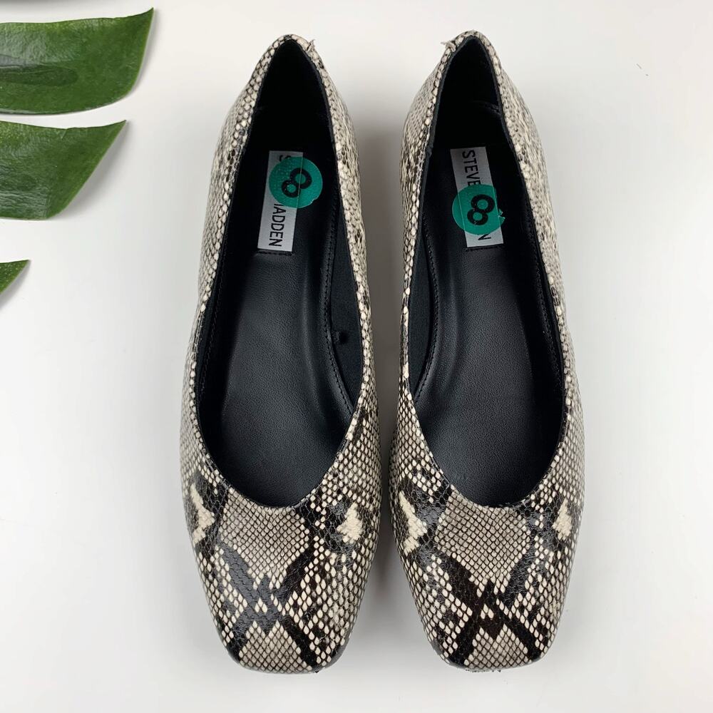 Steve Madden Deliah Flats Snakeskin Faux Leather Slip On Shoes Women's 8